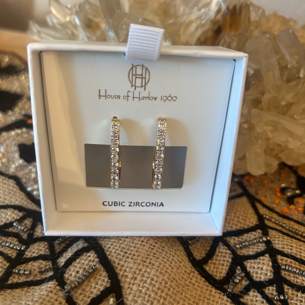 House of Harlow 1960 Silver Cubic Zirconia Earrings